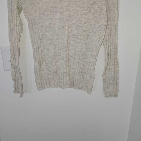 Madewell Alpaca Blend Ribbed Turtleneck Sweater M Oatmeal Fair Trade Lightweight - Picture 6 of 8